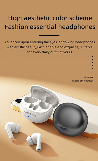Monster MQT39 Wireless Bluetooth 6.0 Earphones TWS Hifi Stereo Wireless Headphones Gamer Headset Noise Reduction Sports Earbuds