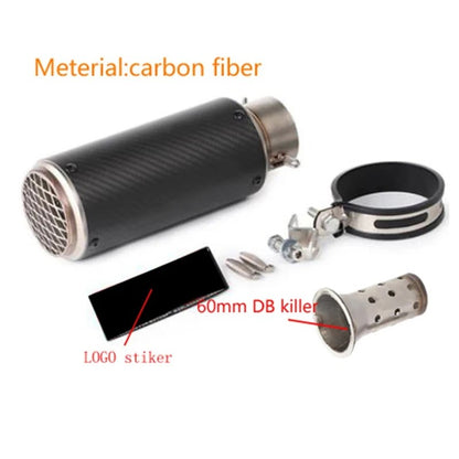 motorcycle exhaust inox muffler carbon fiber exhaust Universal 51/60mm with DB Killer for z900 R3 R25 MT07 MT09 R1 Z400 Z650