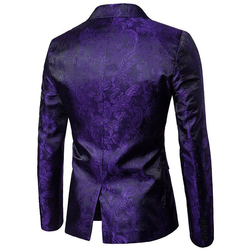 Multi Colors Men's Suit Palace Style Dark Pattern Design and Fashionable One Button Buckle Slim Fit Blazer Mujer Clothing