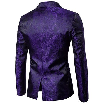 Multi Colors Men's Suit Palace Style Dark Pattern Design and Fashionable One Button Buckle Slim Fit Blazer Mujer Clothing
