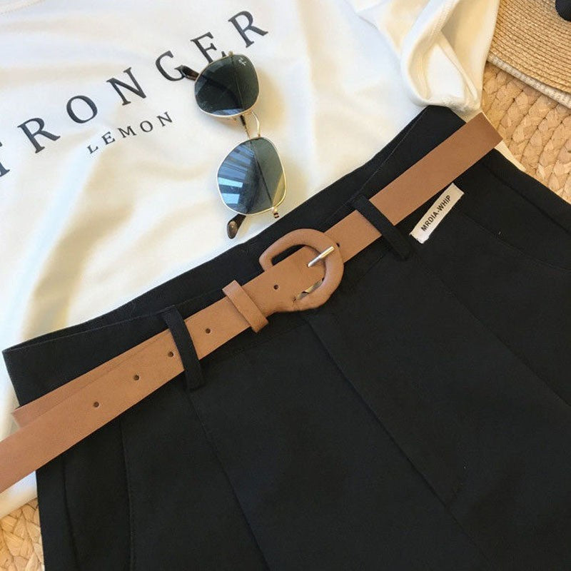 [Delivery belt] Summer new wide leg shorts Thin cotton A-frame shorts Office ladies classic loose casual zipper shorts for women