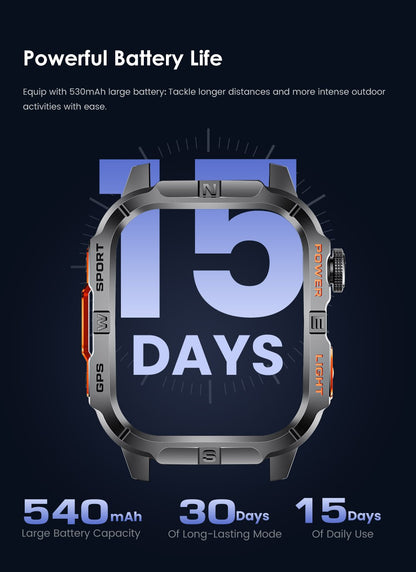 2026 New Millitary Grade GPS Position 2.01"Smart Watch Men 3ATM Waterproof Compass 540mAh Bluetooth Call Sports Smartwatches IOS