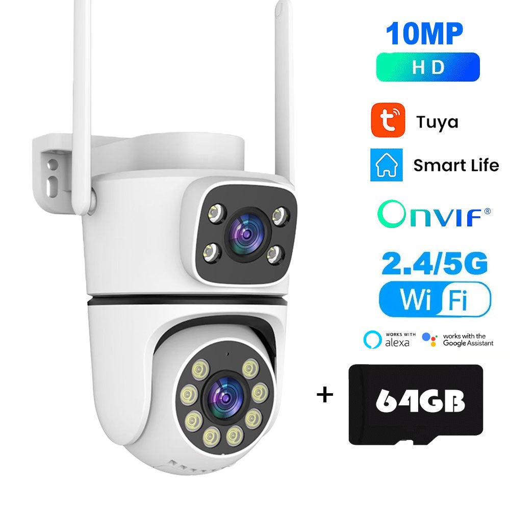 Câmera IP WIFI Tuya 5K 10MP Externa 5G Wifi Câmera PTZ de Lente Dupla Onvif Vigilância CCTV Rastreamento AI Alexa/Câmera de Segurança Goggle