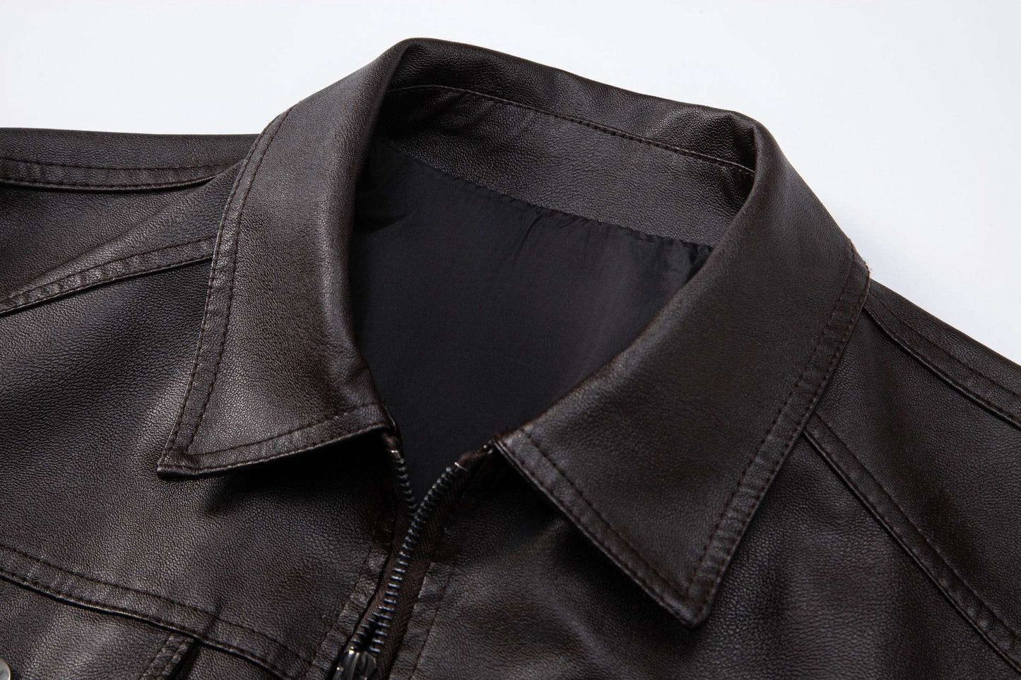 Men's Leather Jacket 2025 New Spring Autumn Winter Korean Style Slim Fit Trendy Fleece Lined Thickened Motorcycle Jacket Men's