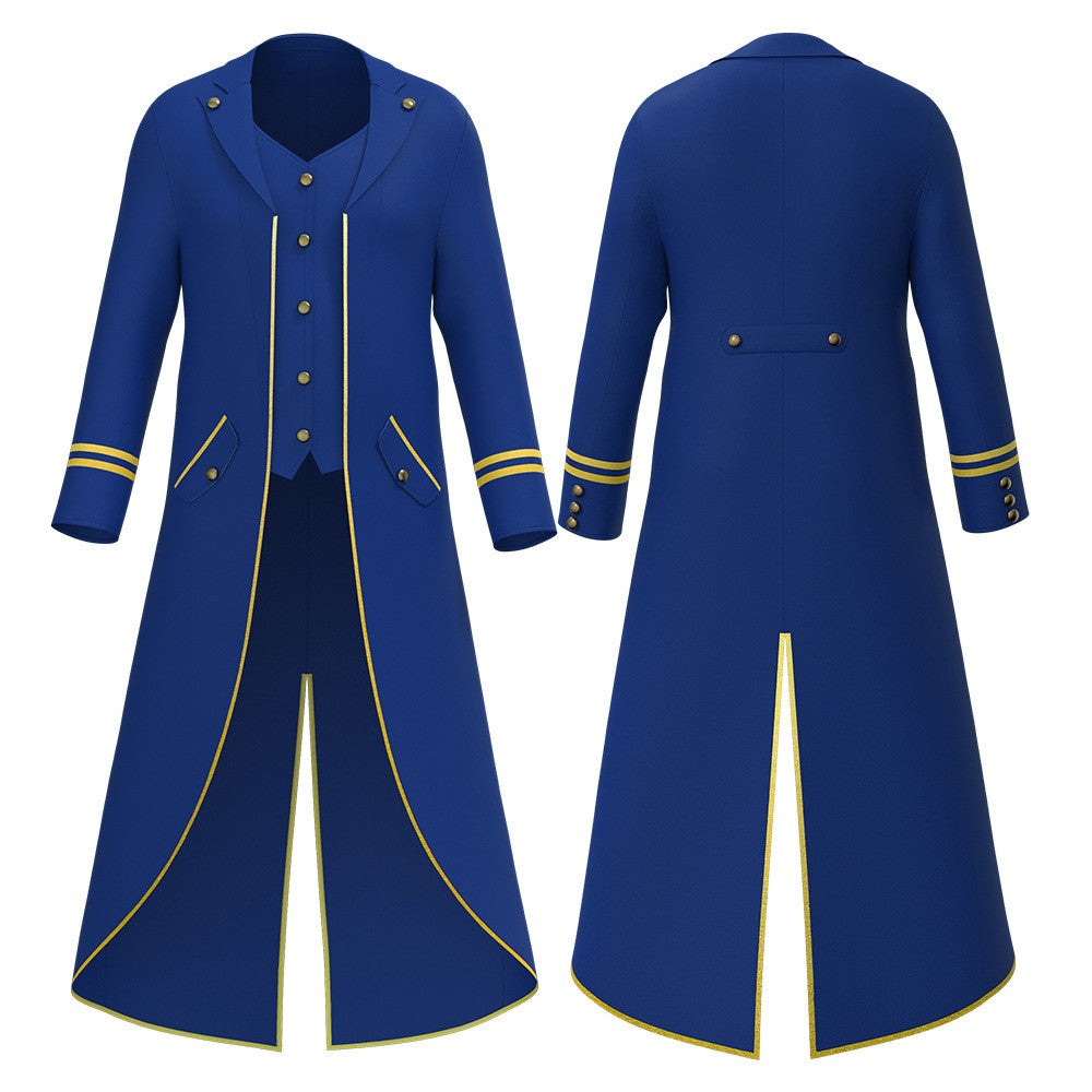 Halloween Performance Costume Medieval Retro Mid-Length Tailcoat Gothic Steampunk Coat