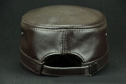 Winter Genuine Leather Flat-Top Cap | Men's Casual Cowhide Baseball Cap Lightweight and Breathable Classic Timeless Design