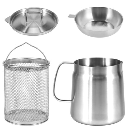 Pote para Filtro de Óleo 1,5L/2L Fritadeira com Cesto Panela Fritadeira de Aço Inoxidável com Cesto para Massas Cesto para Frango Frito