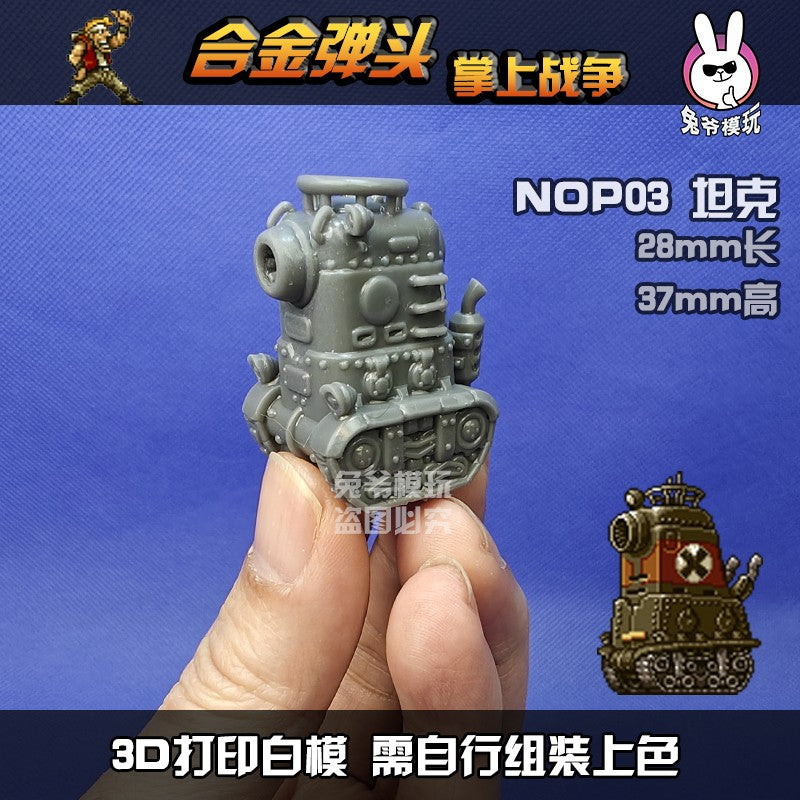 Tanque de Guerra Mundial II Estilo Chibi Metal Slug Gk Modelo - Miniatura Militar Impressa em 3D Modelo Branco Não Pintado Para Diorama de Mesa e Wargame