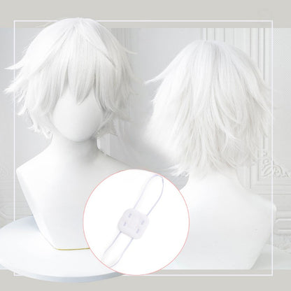 Anime Kaneki Ken Cosplay Wigs Short White Fluffy Wigs Eye Patch Heat Resistant Synthetic Hair Party Role Play