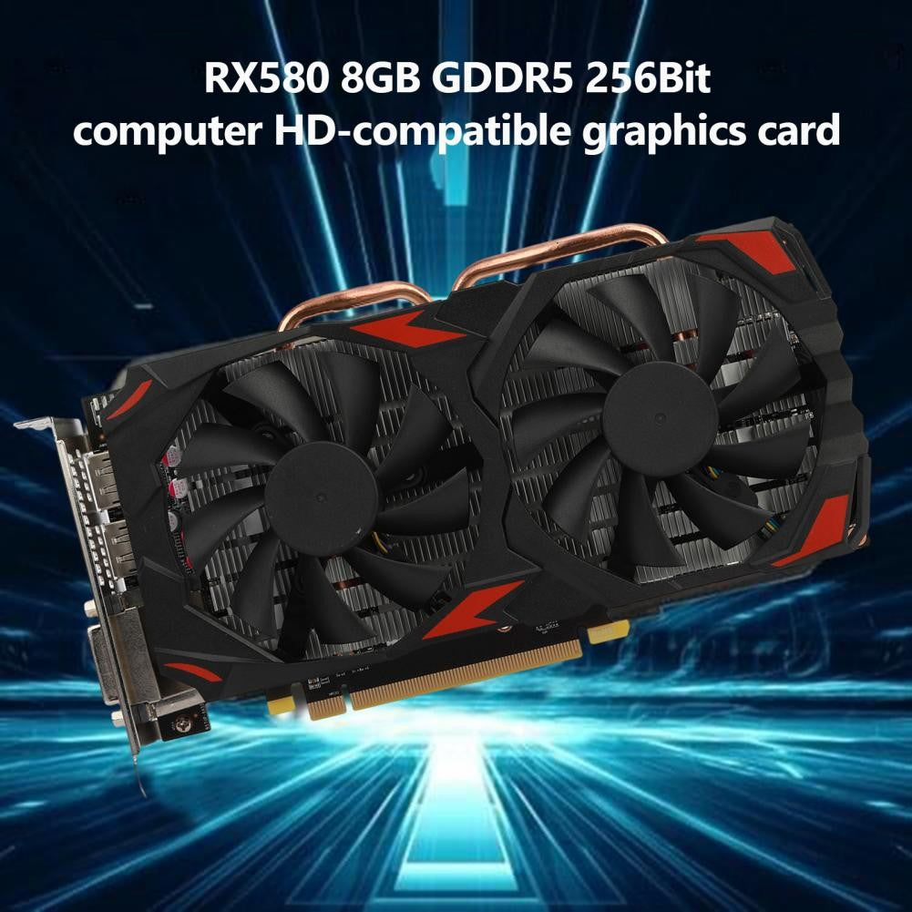 RX580 8G 256Bit Graphics Card GDDR5 Memory Video Gaming Card Dual Cooling Fan PCIE3 0x16 for Desktop Computer Card