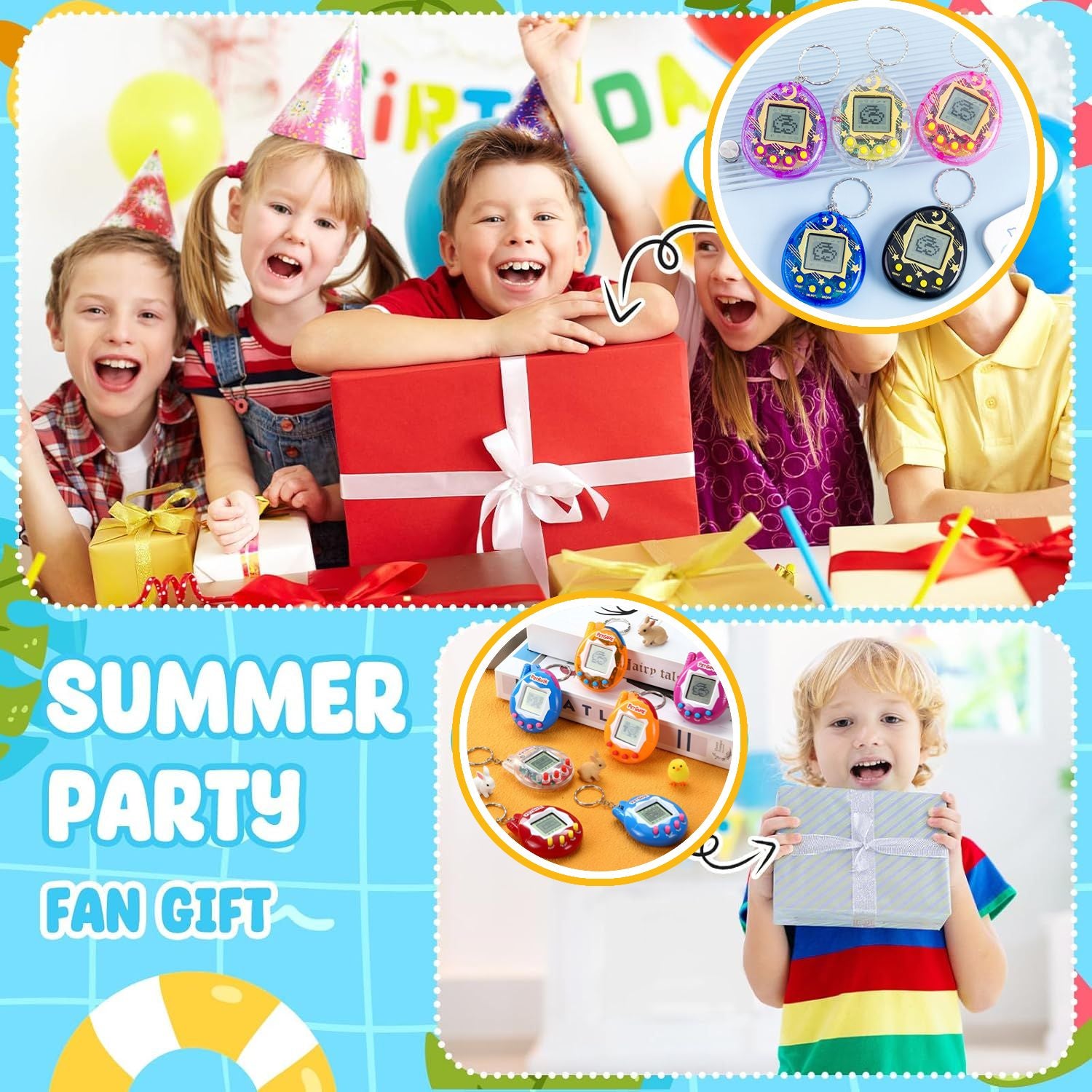 64-6PCS Virtual Pet Keychain Tamagotchi Electronic Toys for kids Video Game Party Favors Birthday Gifts School Classroom Prizes