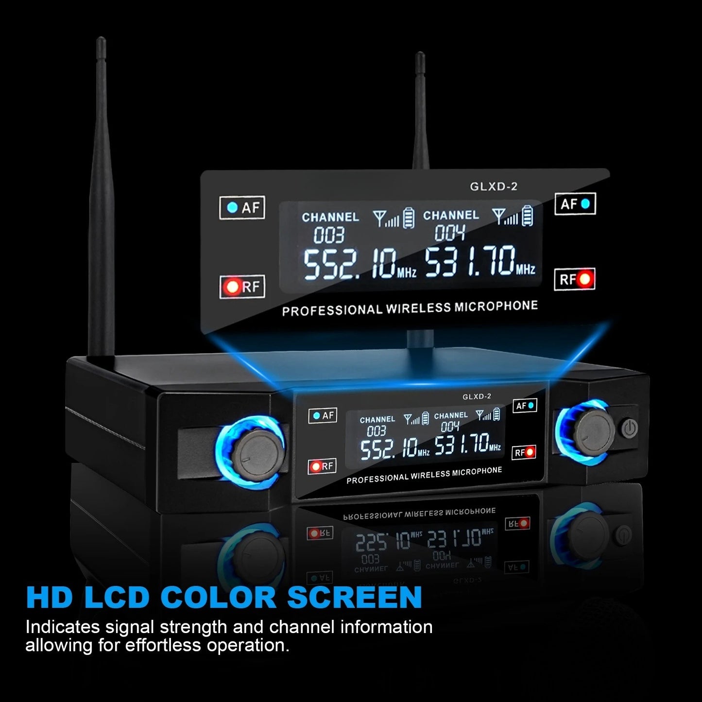 G-L-X Sistema de Microfone Sem Fio Profissional de Canal Duplo UHF Frequência Fixa Microfone Dinâmico de Mão Sem Fio Para Festa de Karaokê