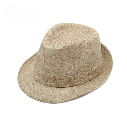 Middle-aged Spring and Summer Outdoor Sun Protection Hat Beach Top Hat Female Casual Retro Jazz Linen Hat  Fedoras for Man Party