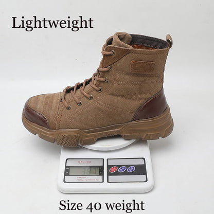 SUADEX Botas Masculinas de Bico de Aço Botas de Trabalho Indestrutíveis Sapatos de Trabalho Botas de Segurança para Deserto Calçados de Segurança 36-48