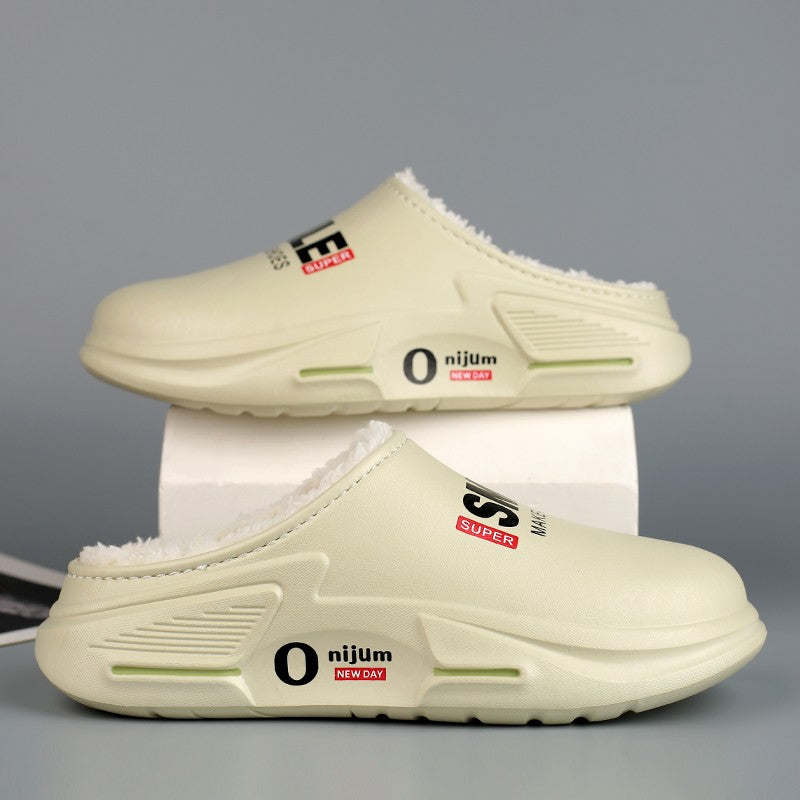 New Winter Men Warm Slippers Cotton Slippers Outdoor Indoor Cotton Shoes Waterproof Mens Comfortable Home Bedroom Plush Slippers