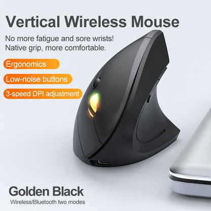 2.4GHz Bluetooth Wireless Mouse Rechargeable Vertical Mice Ergonomic 3Adjustable 1600DPI 6Buttons for Laptop PC Computer Desktop