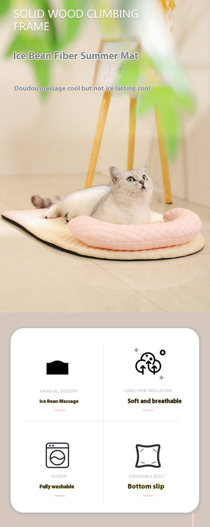 Tapete Gela Pet, Almofada de Seda Macia para Pet, Feito de Tecido Fresco de Grande Porte com Textura Delicada e Superfície Lisa, Adequado para Uso no Verão