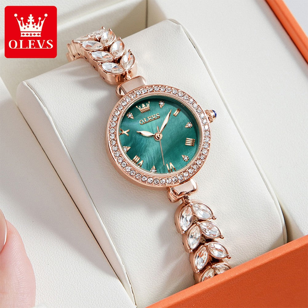 OLEVS 9971 Women Watch Luxury Brand Quartz Watch Fashion Unique Design Diamond Mermaid Bracelet Dress Watch Women Elegant Watch