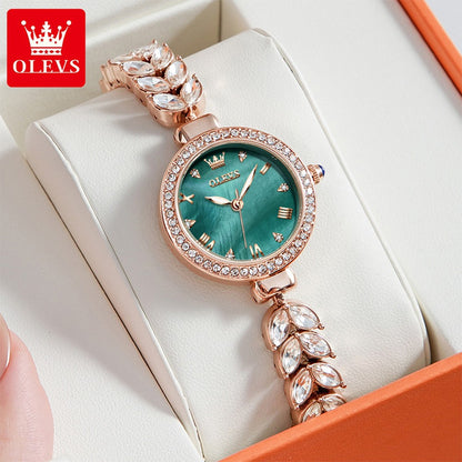 OLEVS 9971 Women Watch Luxury Brand Quartz Watch Fashion Unique Design Diamond Mermaid Bracelet Dress Watch Women Elegant Watch