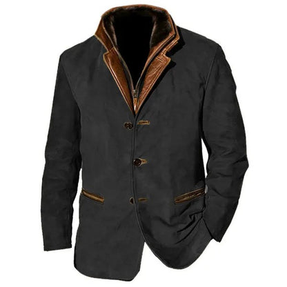 Spring Autumn New Men's Jackets Casual Retro Formal Coats for Men Collar Splicing Color Contrasting Tops Men Clothing