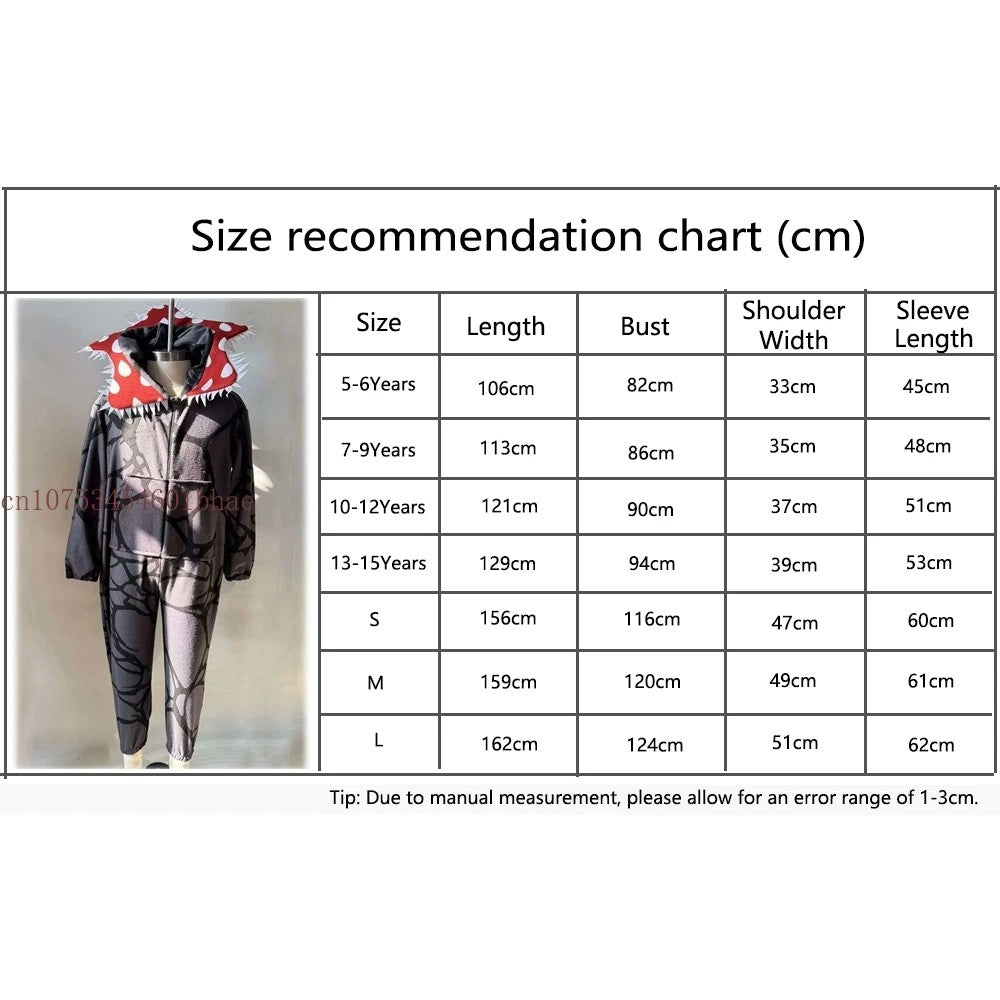 Adult Kids Cannibal Flower Demogorgon Onesie Cosplay Costume Boys Girls Winter Thicken Flannel Fabric Pajamas Halloween Suit