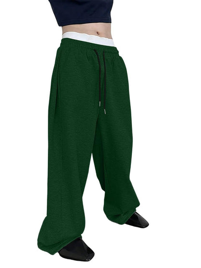 2025 men's wide leg sweatpants, European and American men's and women's sweatpants, waist drawstring straight leg loose casual s