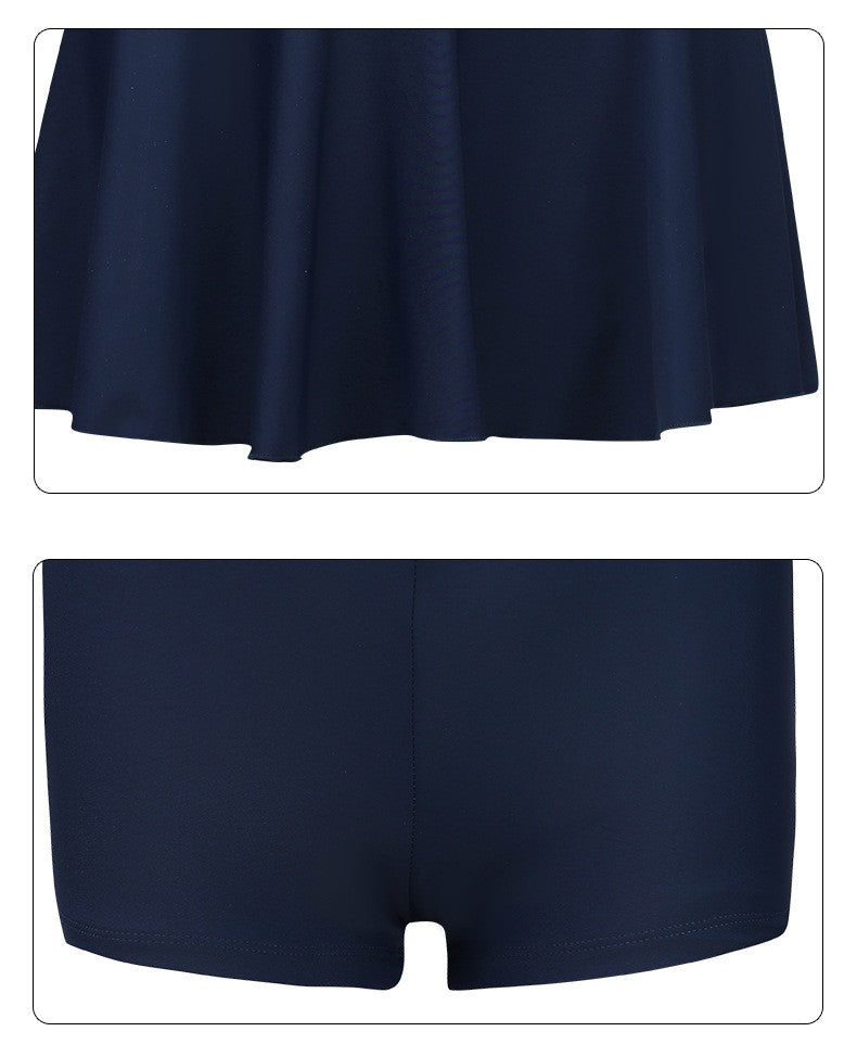 Black and White Color Matching One-piece Sports Small Chest Gathered To Cover The Belly Weight Swimming Sun Protection Swimsuit