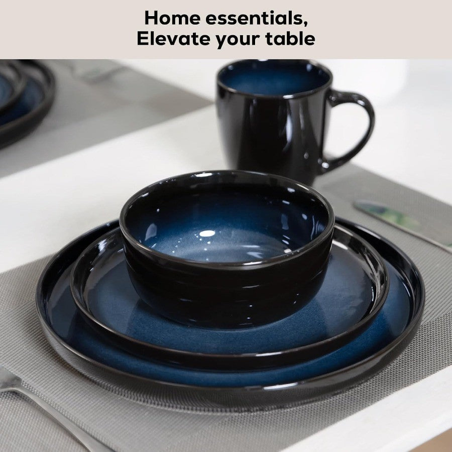 Ceramic 18Pcs Dinnerware SetsStoneware Plates and Bowls Set for 6 Chip and Scratch Resistant Dish Set Handmade Reactive Glaze O