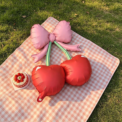 2/4PC Cherry Party Foil Balloons Red Berries And Green Leaves Pattern Girls' Birthdays Summer Parties Dessert Table Decorations