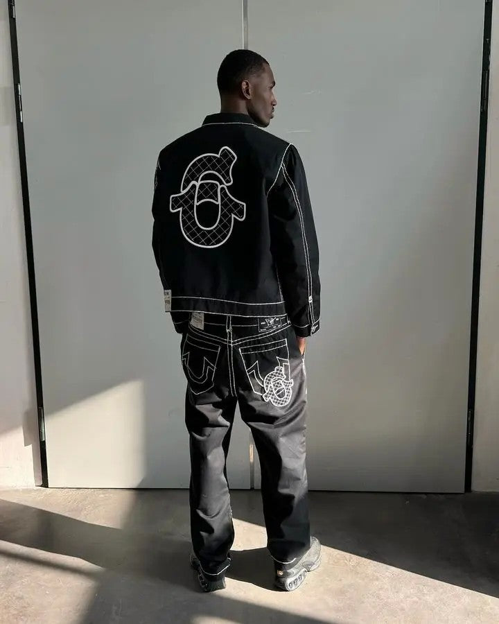 Retro Y2k Denim Leather Jacket America Streetwear Trend Brand Letter Embroidery Motorcycle Zip Up Jacket Thickening Men Clothing