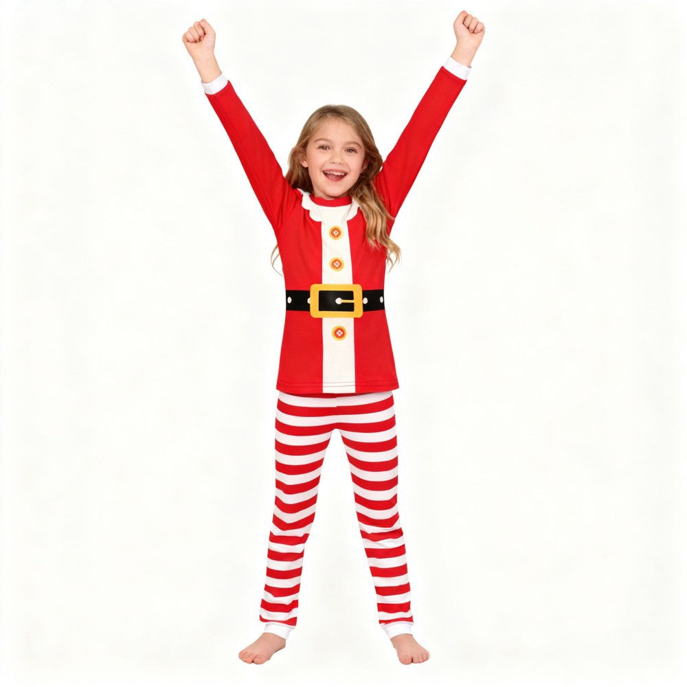 Boys Girls Christmas Pajamas Set Children Elf & Santa Costumes Baby Pijama Kids Long Sleeve Striped Pants Sleepwear For Xmas