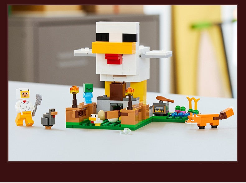 Lego Minecraft Série 21585 Fazenda de Galinhas Quebra-Cabeça Infantil Montar Blocos de Construção Brinquedo de Presente