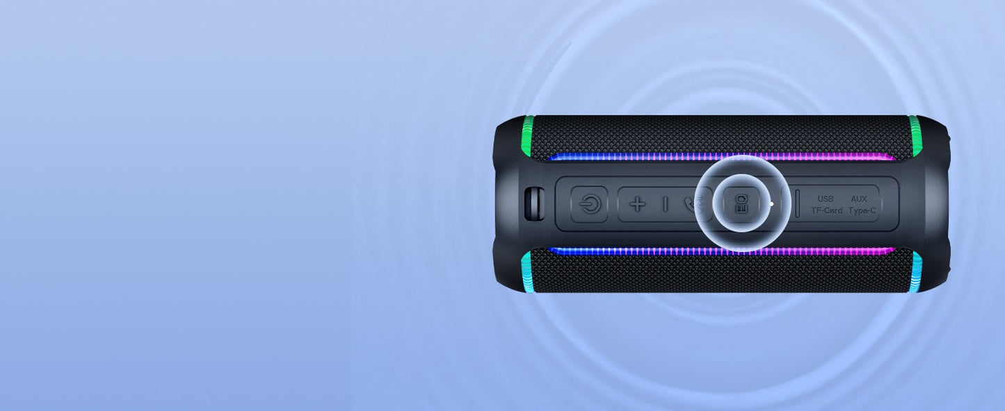 Ortizan X30 Caixa de Som Bluetooth Portátil Bluetooth 5.3 Caixa de Som Sem Fio com Som Estéreo Alto HD de 40W e Luzes RGB Coloridas AUX