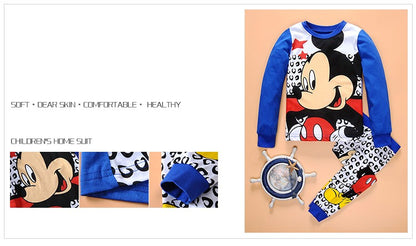 New Spring Autumn Classics Blue Mickey Children's Clothing Sets Girl Boy Sleepwear Clothes Kids Pajamas Set Baby Girls Pyjamas