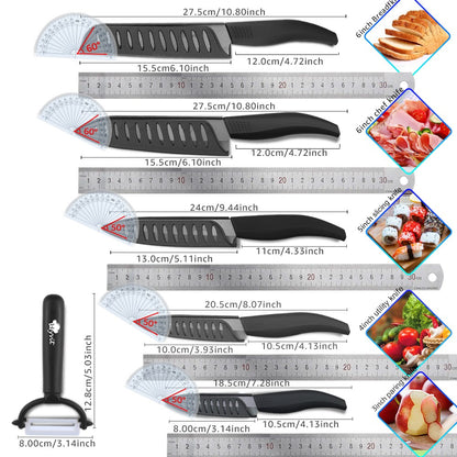 Ceramic Knives Set for Kitchen 3 4 5 6inch Chef Knife Anti-slip Handle Rustproof Blade Fruit Vegetable Slicer Paring Cook Cutter