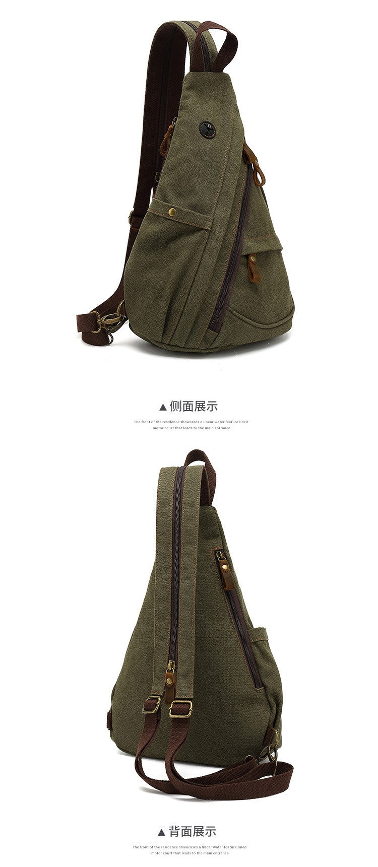 2024 new men's canvas chest bag large capacity leisure men's bag Single Shoulder Messenger Bag multi functional back backpack