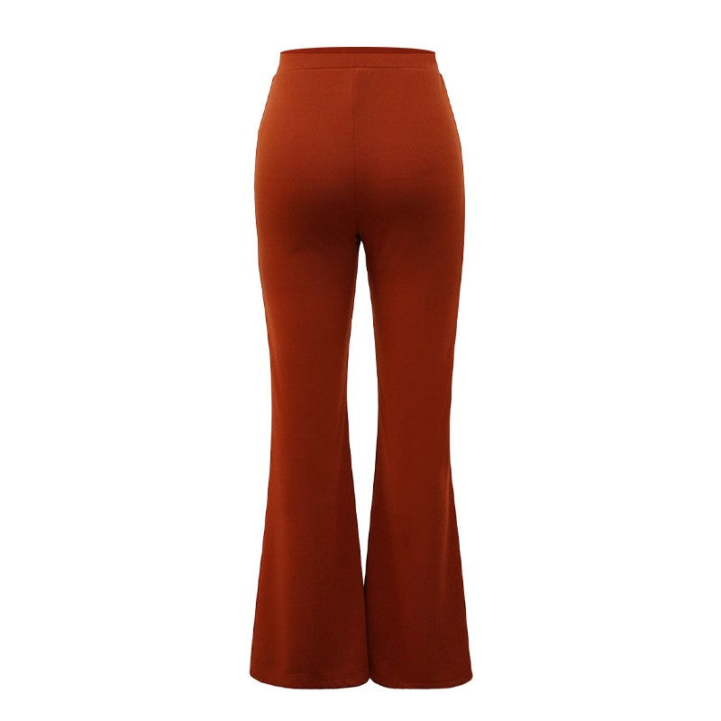 5 Colors Stylish Flare Pants Women Solid Long Drop Trousers Office Casual Female Slim Straight Bell Bottom Pants