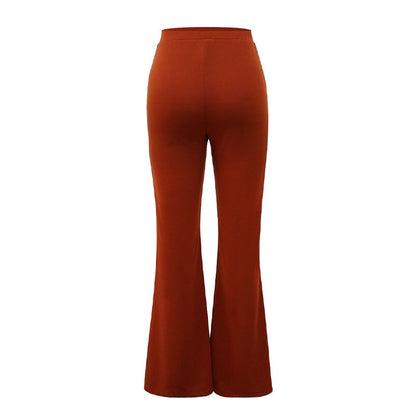 5 Colors Stylish Flare Pants Women Solid Long Drop Trousers Office Casual Female Slim Straight Bell Bottom Pants