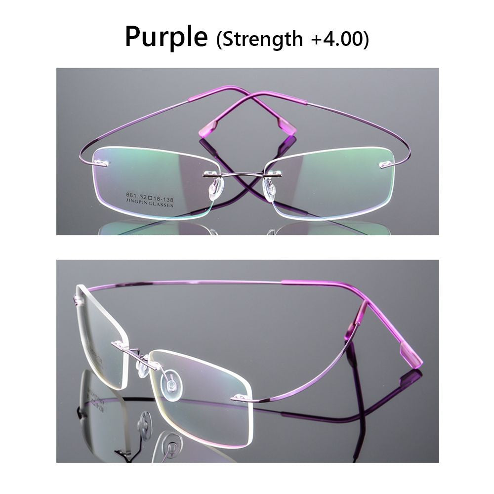 Ultralight TR90 Memory Titanium Rimless Reading Glasses Men&Women Presbyopic Eyeglasses +1.0 +1.5 +2.0 to+3.5 +4.0