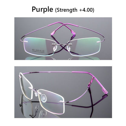 Ultralight TR90 Memory Titanium Rimless Reading Glasses Men&Women Presbyopic Eyeglasses +1.0 +1.5 +2.0 to+3.5 +4.0