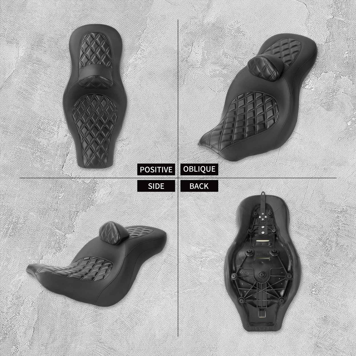 Assento de passageiro do condutor da motocicleta Almofada de assento duplo com encosto para Harley Softail Low Rider ST Sport Glide 2018-2024