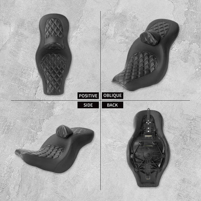 Assento de passageiro do condutor da motocicleta Almofada de assento duplo com encosto para Harley Softail Low Rider ST Sport Glide 2018-2024