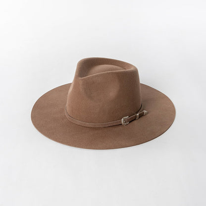 Chapéu Fedora de Feltro 100% Lã Australiana com cinto de feltro e aba larga de design moderno