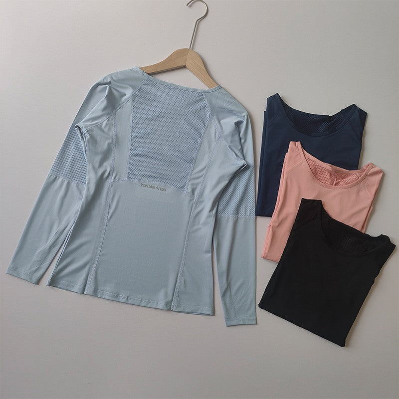 Women's Long Sleeve Workout Top Quick-Dry Slim Fit Running Shirt Breathable Yoga T-Shirt for Gym Training