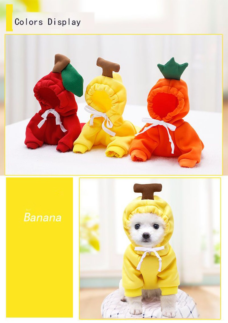 Roupas para Pets Cachorros Moletom com Capuz Fruta Casaco Quente Gato Suéter Fantasia de Inverno para Filhotes Cães de Pequeno Médio Grande Porte e Gatos