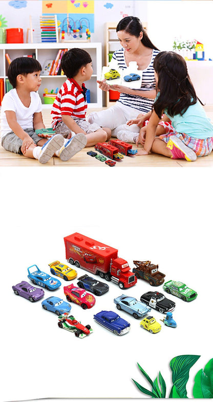Disney Pixar Carros McQueen Mater Mack Tio Caminhão Liga Diecast Carro 1:55 Modelo Radiator Springs Cidade 11/6/4 Pçs Caixas de Carro Presente