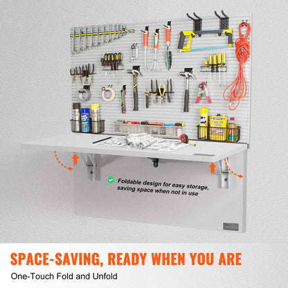 SucceBuy Wall Mounted Folding Table Drop Leaf  Floating Desk with Bracket Fold Down for Home Office Room Kitchen Space-Saving
