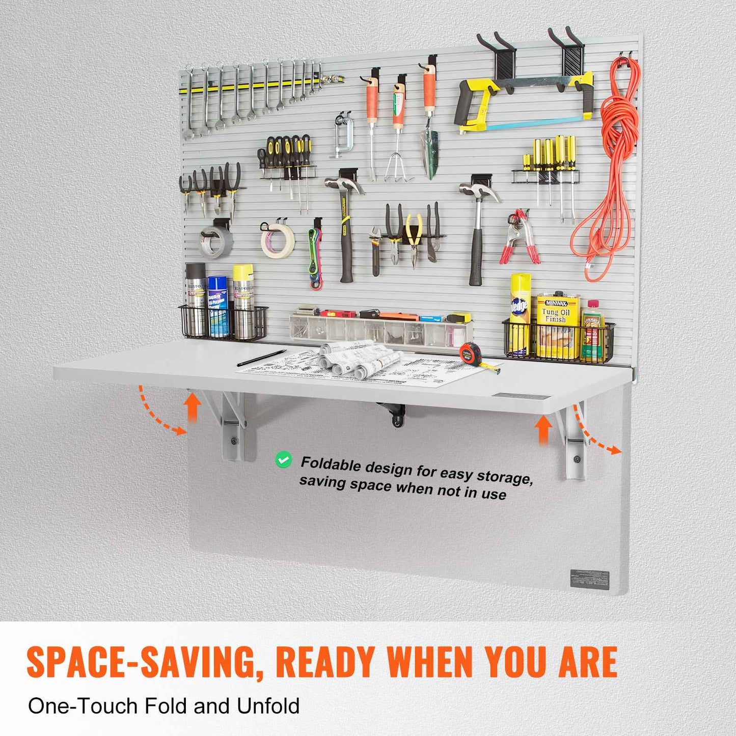 SucceBuy Wall Mounted Folding Table Drop Leaf  Floating Desk with Bracket Fold Down for Home Office Room Kitchen Space-Saving