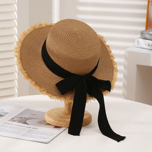 Summer Sun Protection Straw Hat Parent-Child Mother Daughter Outdoor Wide Brim Lace Woven Beach Sun Hat for Adult and Baby