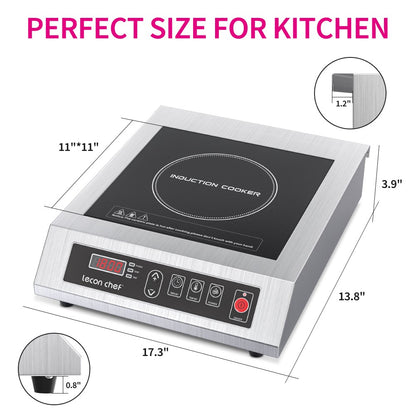 Leconchef Induction Cooktop Commercial Countertop Induction Cooker Electric Burner 10 Power&Temperature, Timer&Preset
